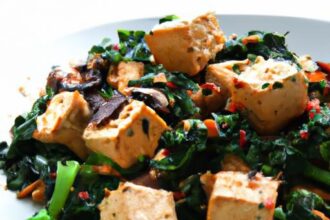 A Colorful Tofu Scramble: Spinach & Mushroom Delight