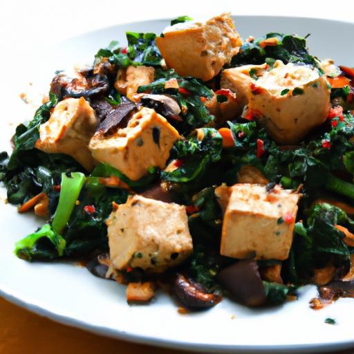 A Colorful Tofu Scramble: Spinach & Mushroom Delight