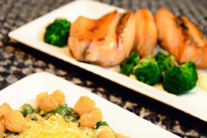 Savor Salmon & Shrimp with Cheesy Broccoli and Corn Delight