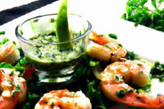 Zesty Grilled Shrimp with Tangy Lemon-Cilantro Pesto Delight