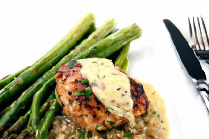 Zesty Lemon Dill Butter Chicken with Garlic Asparagus Delight