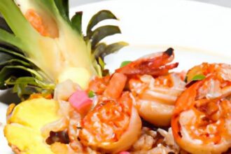 Tropical Twist: Teriyaki Shrimp & Pineapple Rice Stack Delight