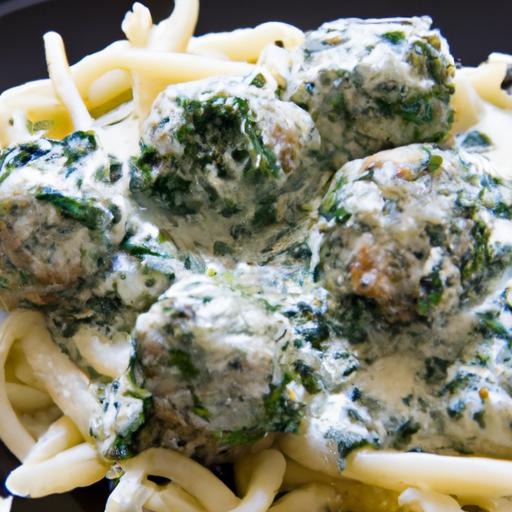 Creamy Spinach Alfredo Meets Chicken Ricotta Meatballs‍ Delight