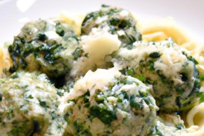 Creamy Spinach Alfredo Meets Chicken Ricotta Meatballs Delight