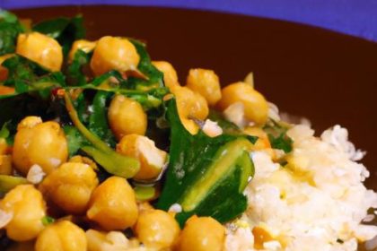Hearty Chickpea & Spinach Curry with Fluffy Rice Delight
