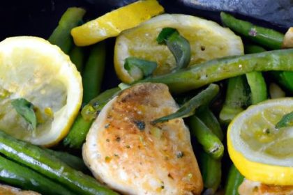 Zesty Lemon Garlic Butter Chicken & Green Beans Skillet Delight